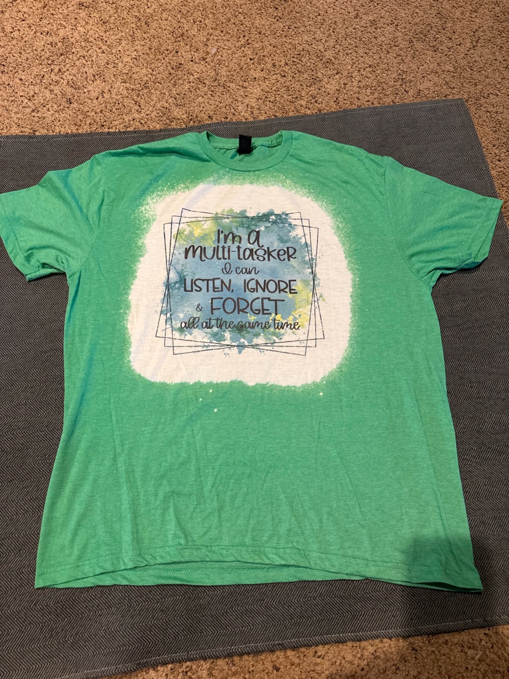 Gildan Green Short Sleeve Tee with White Framed Graphic